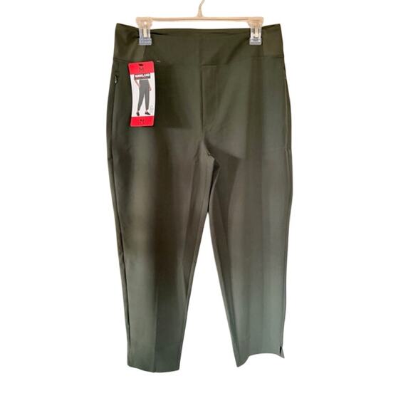 Kirkland Signature Ladies’ Ankle Pant Olive Green w/ Gray Trim Size M (NWT) - Picture 2 of 7